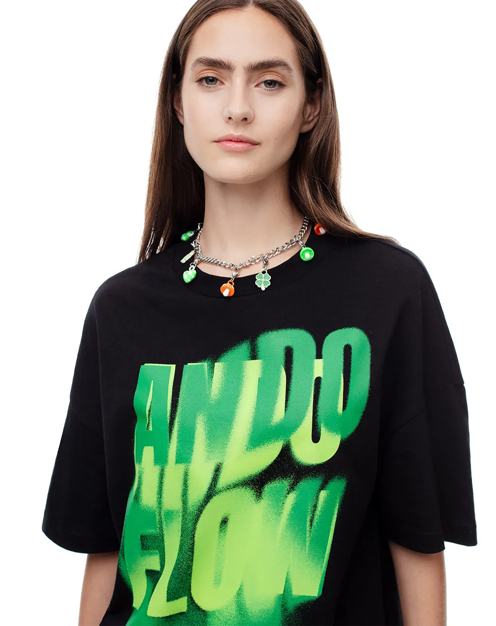 Camiseta oversize algodón negra estampada unisex sold by Gef product image thumbnail 2