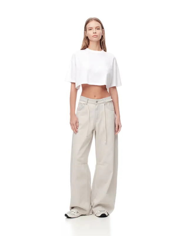 Jean wide leg tiro medio gris claro mujer sold by Gef