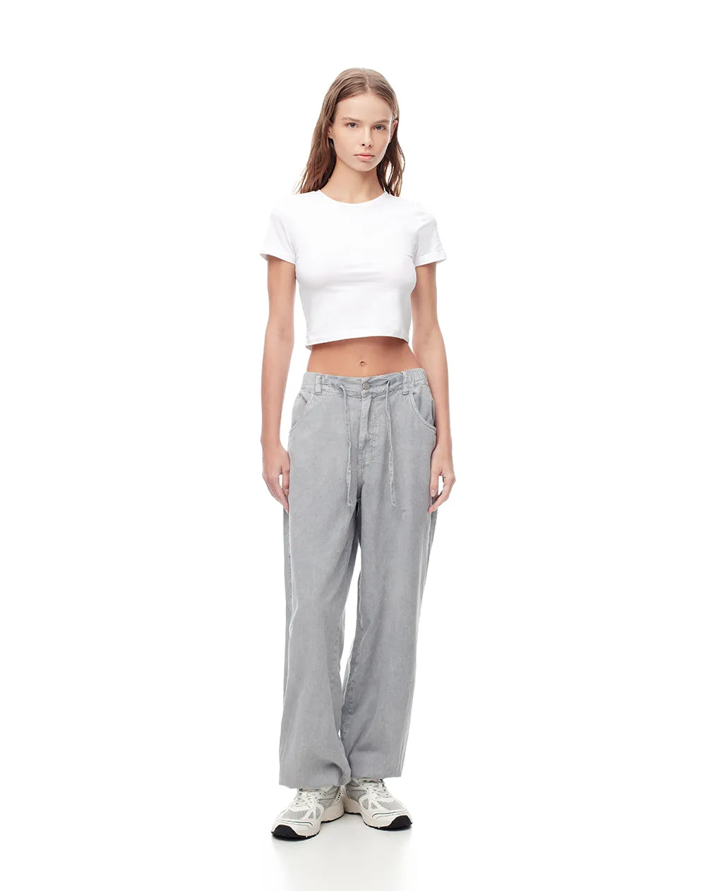Pantalón jogger tiro medio algodón gris mujer sold by Gef