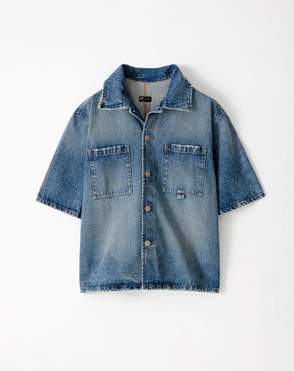 Camisa oversized fit manga corta índigo medio sold by Gef