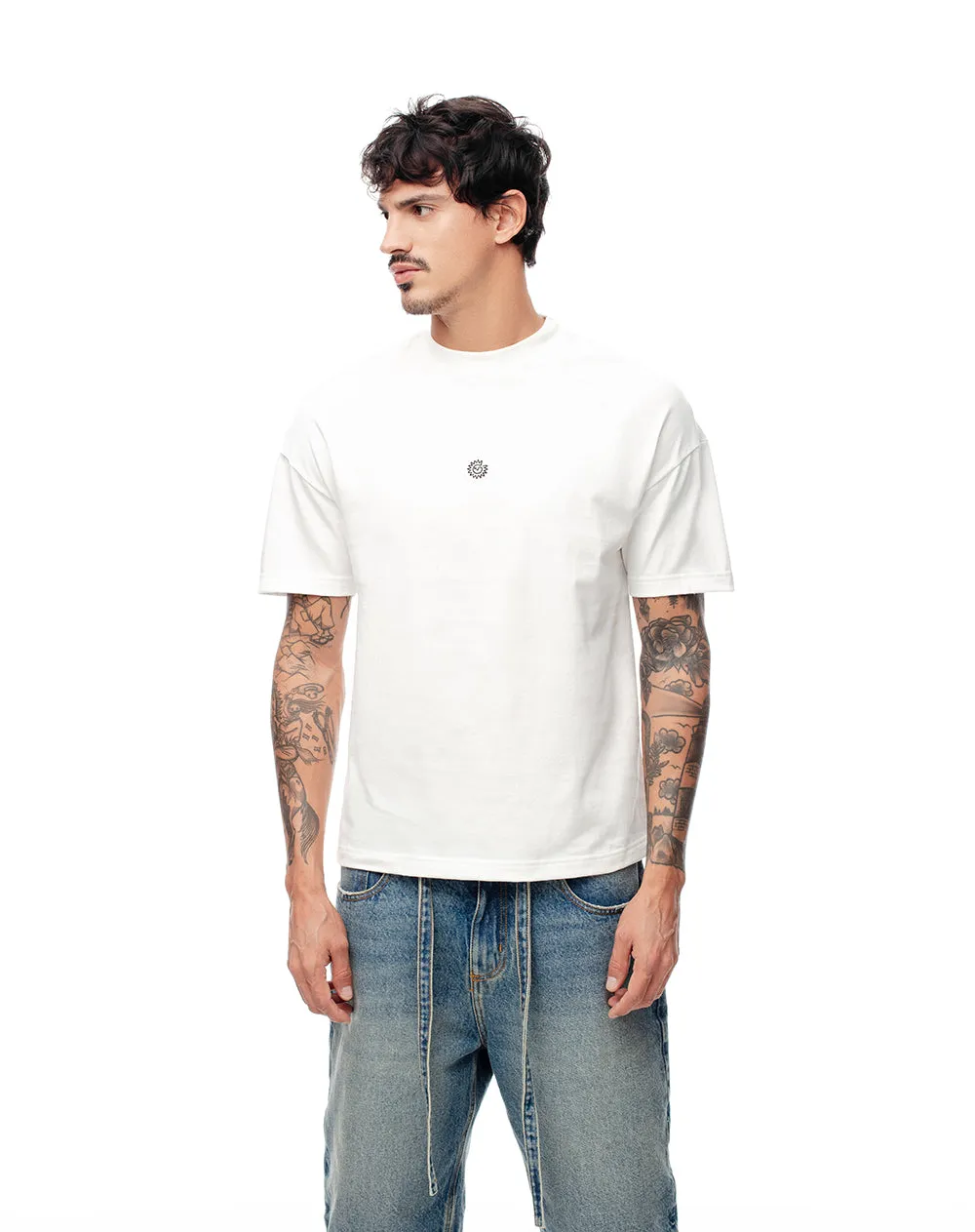 Camiseta regular algodón blanca bordado unisex sold by Gef