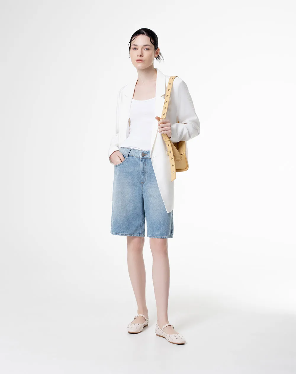 Bermuda denim tiro alto índigo medio mujer sold by Gef product image thumbnail 4