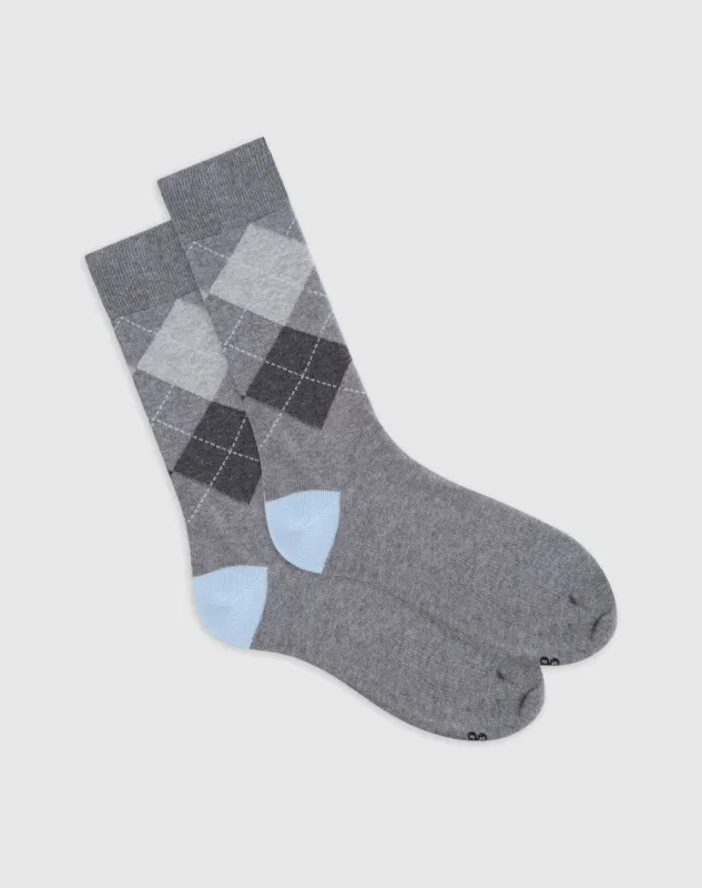 Medias hombre largas algodón grises rombos sold by Gef