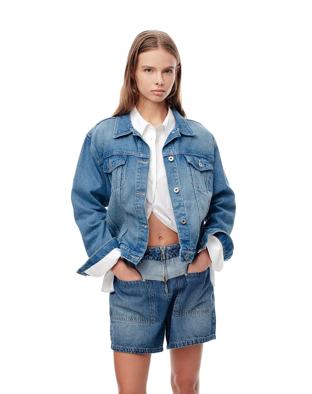 Short tiro alto denim índigo medio mujer sold by Gef