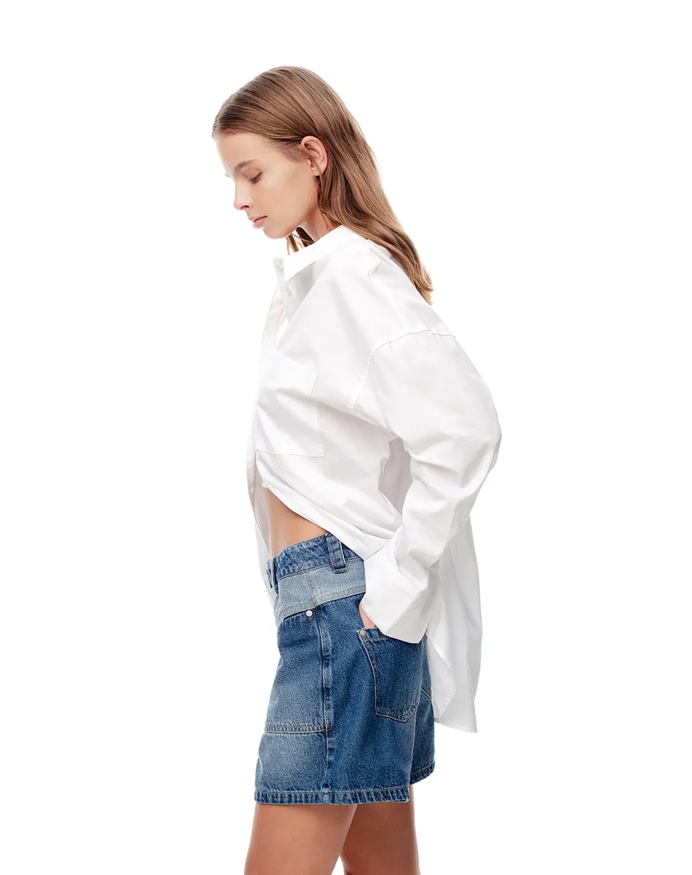 Short tiro alto denim índigo medio mujer sold by Gef product image thumbnail 3