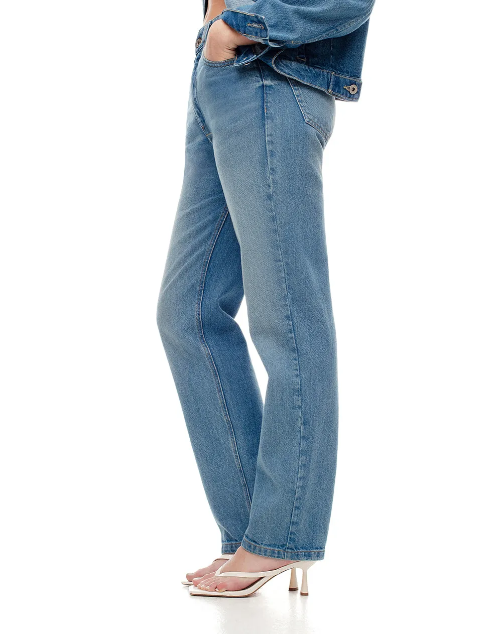 Jean recto tiro alto índigo medio mujer sold by Gef product image thumbnail 4