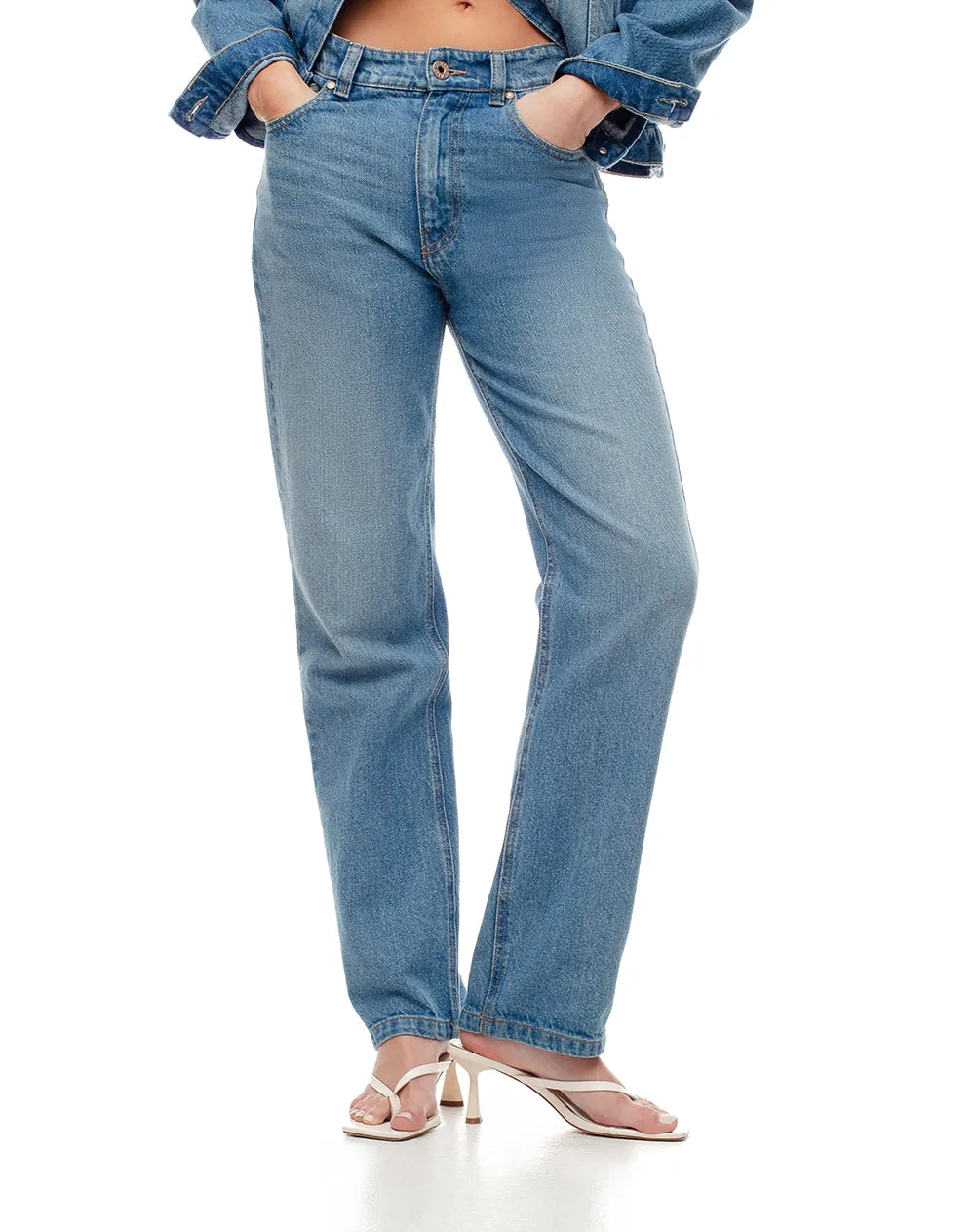 Jean recto tiro alto índigo medio mujer sold by Gef product image thumbnail 3