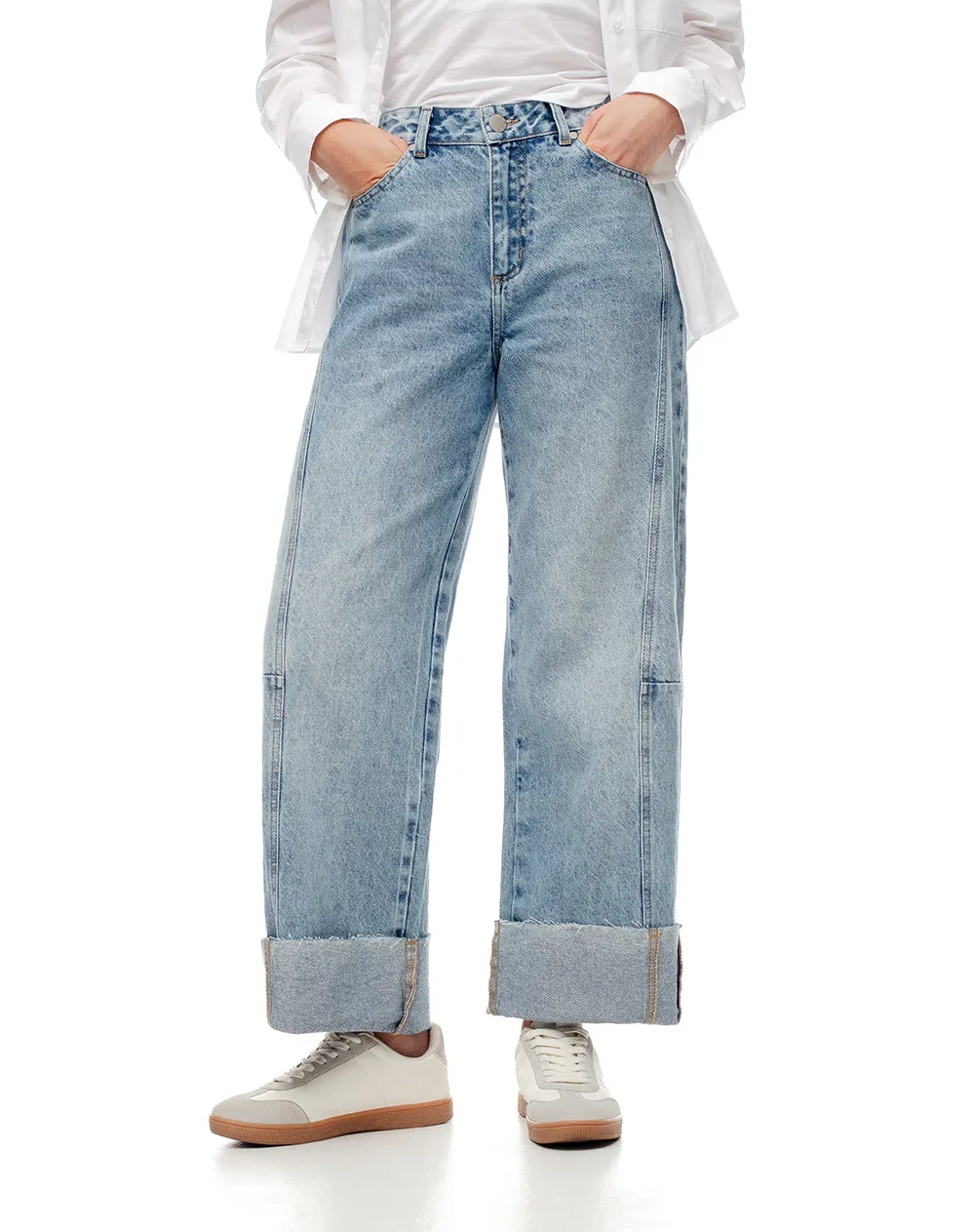 Jean wide leg tiro alto dobladillo índigo claro mujer sold by Gef product image thumbnail 3