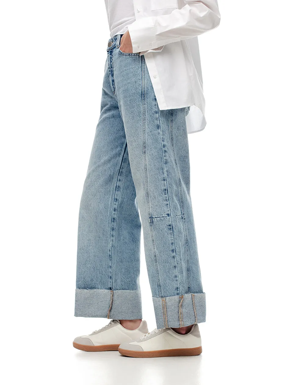 Jean wide leg tiro alto dobladillo índigo claro mujer sold by Gef product image thumbnail 4