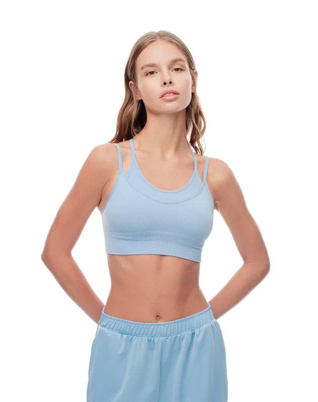 Top deportivo soporte medio seamless doble azul sold by Gef