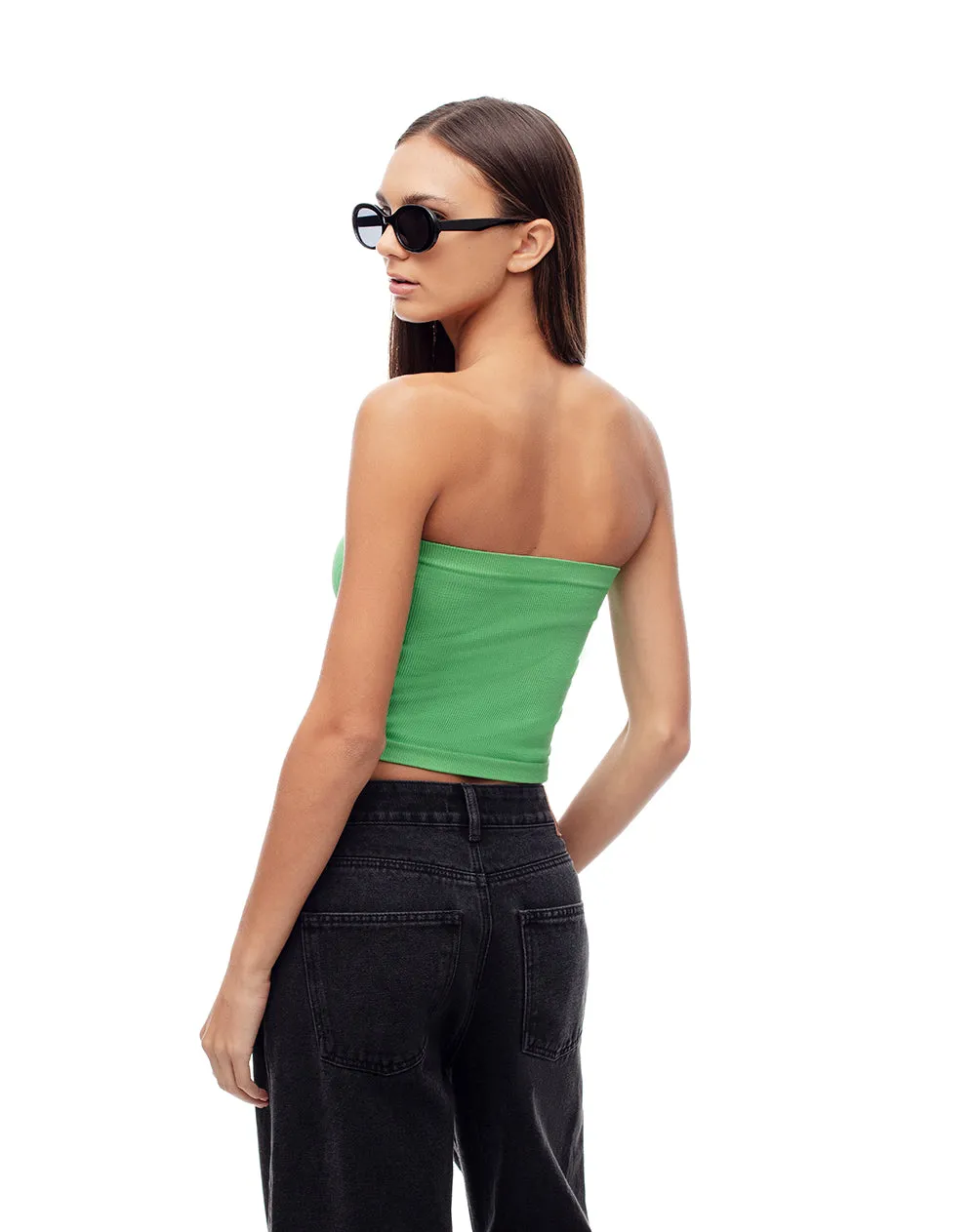 Crop top strapless seamless verde mujer sold by Gef product image thumbnail 2