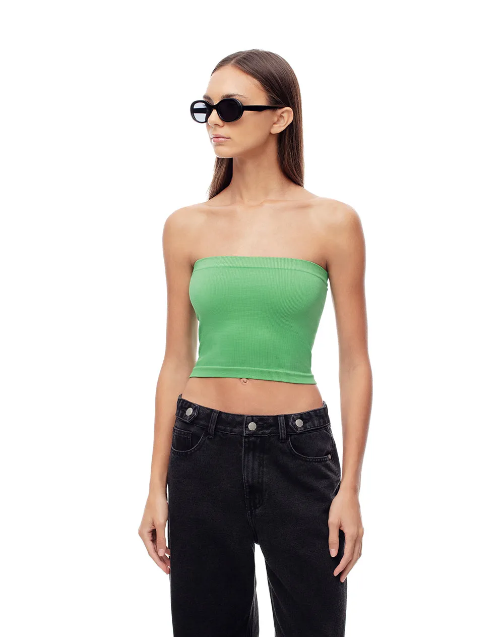 Crop top strapless seamless verde mujer sold by Gef product image thumbnail 4