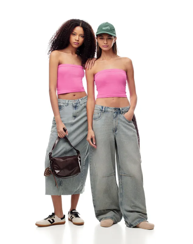 Crop top strapless seamless rosa mujer sold by Gef