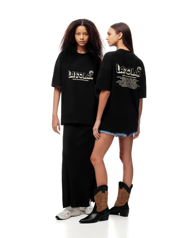 Camiseta regular algodón negra estampada unisex sold by Gef