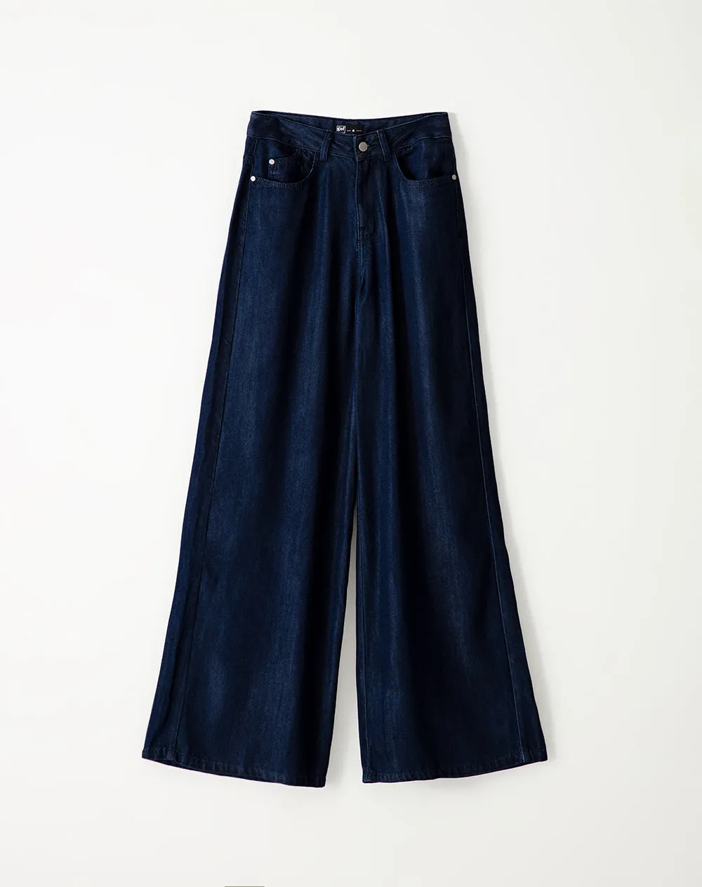 Jean palazzo tiro alto 5 bolsillos indigo oscuro para mujer sold by Gef