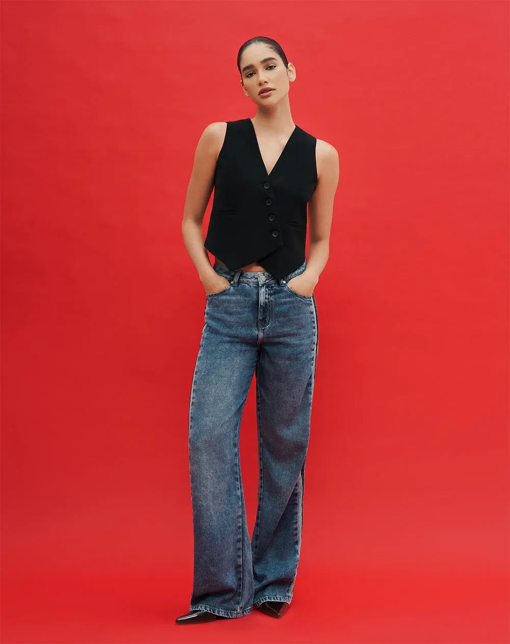 Jean recto tiro alto índigo oscuro mujer sold by Gef product image thumbnail 4