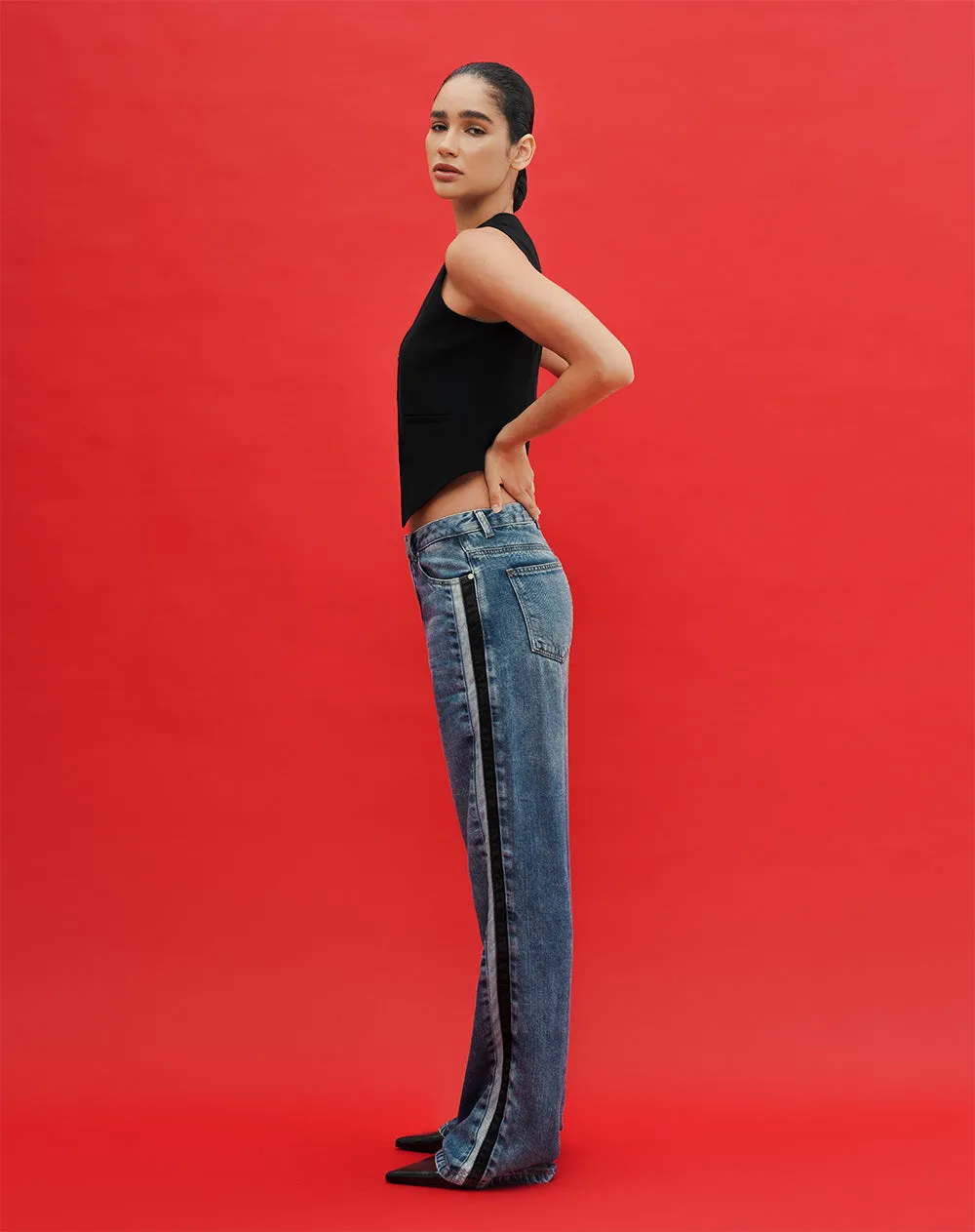 Jean recto tiro alto índigo oscuro mujer sold by Gef product image thumbnail 3