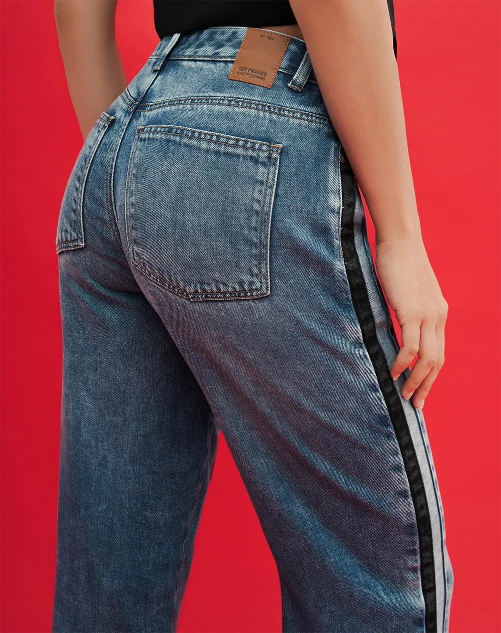 Jean recto tiro alto índigo oscuro mujer sold by Gef product image thumbnail 2