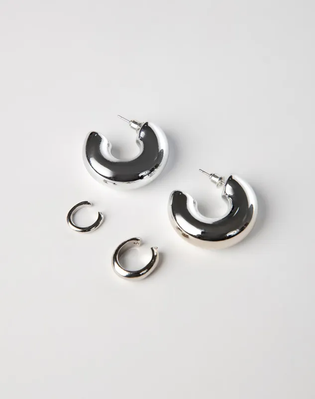 Set aretes + earcuff pack x3 plateados sold by Gef