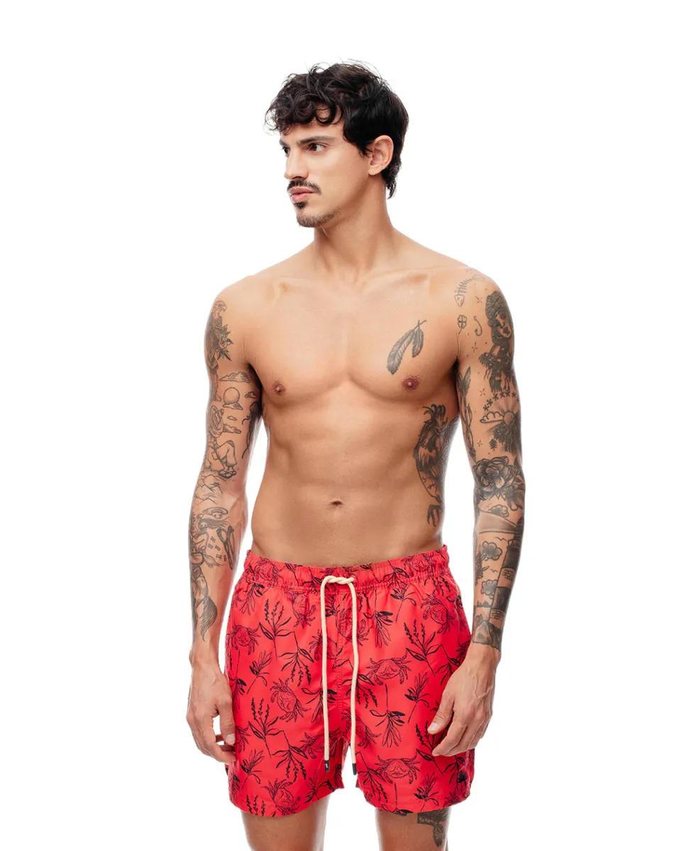 Pantaloneta rojo estampado sold by Gef