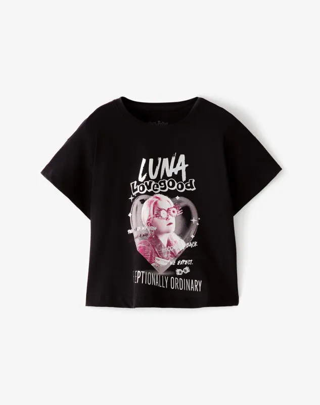 Camiseta regular algodón Luna Harry Potter negra niña sold by Gef