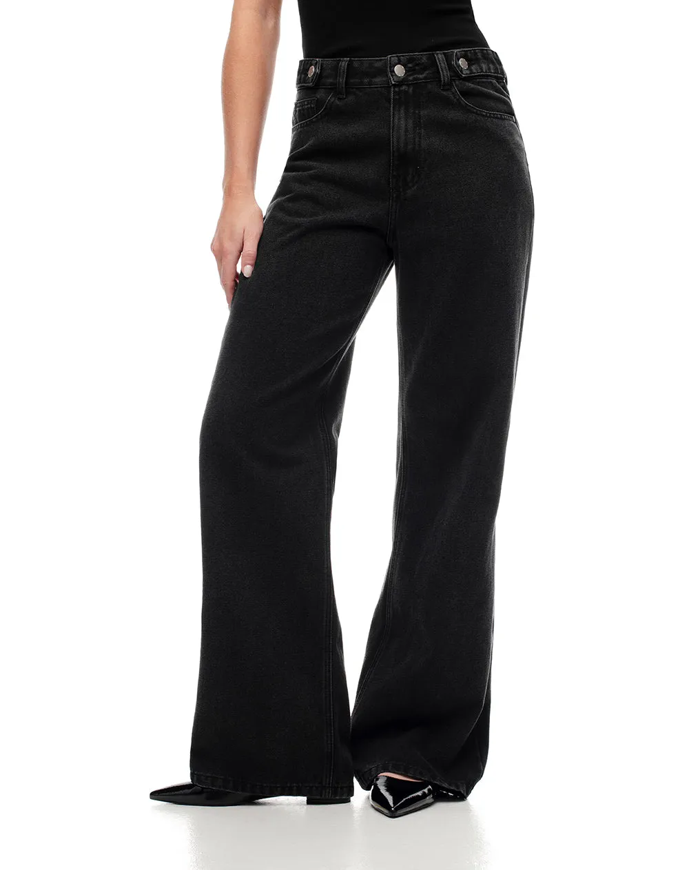 Jean wide leg tiro alto negro mujer sold by Gef product image thumbnail 4