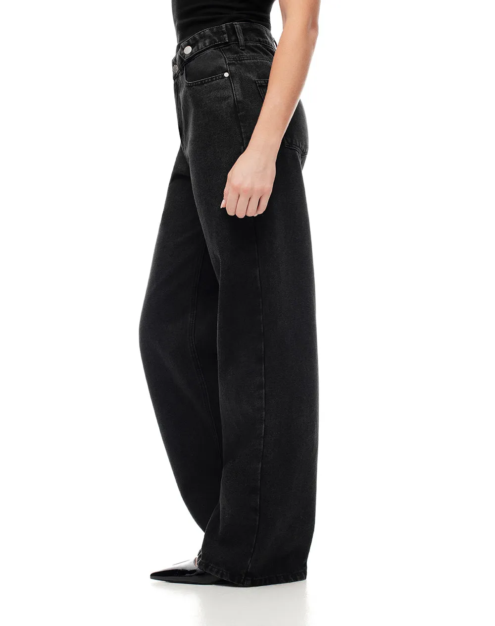 Jean wide leg tiro alto negro mujer sold by Gef product image thumbnail 5