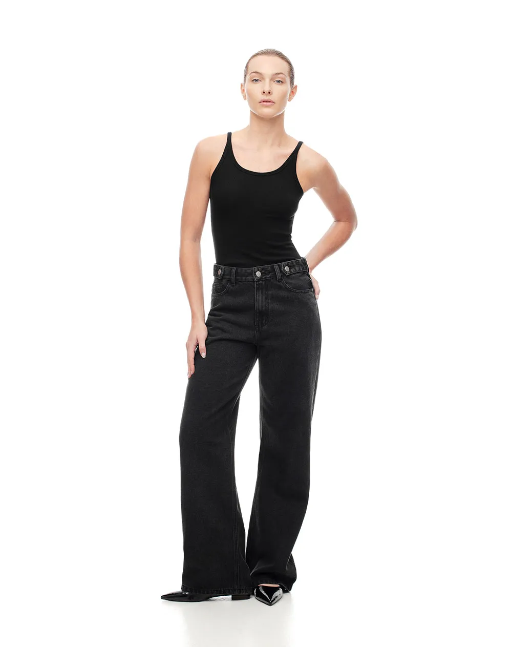 Jean wide leg tiro alto negro mujer sold by Gef