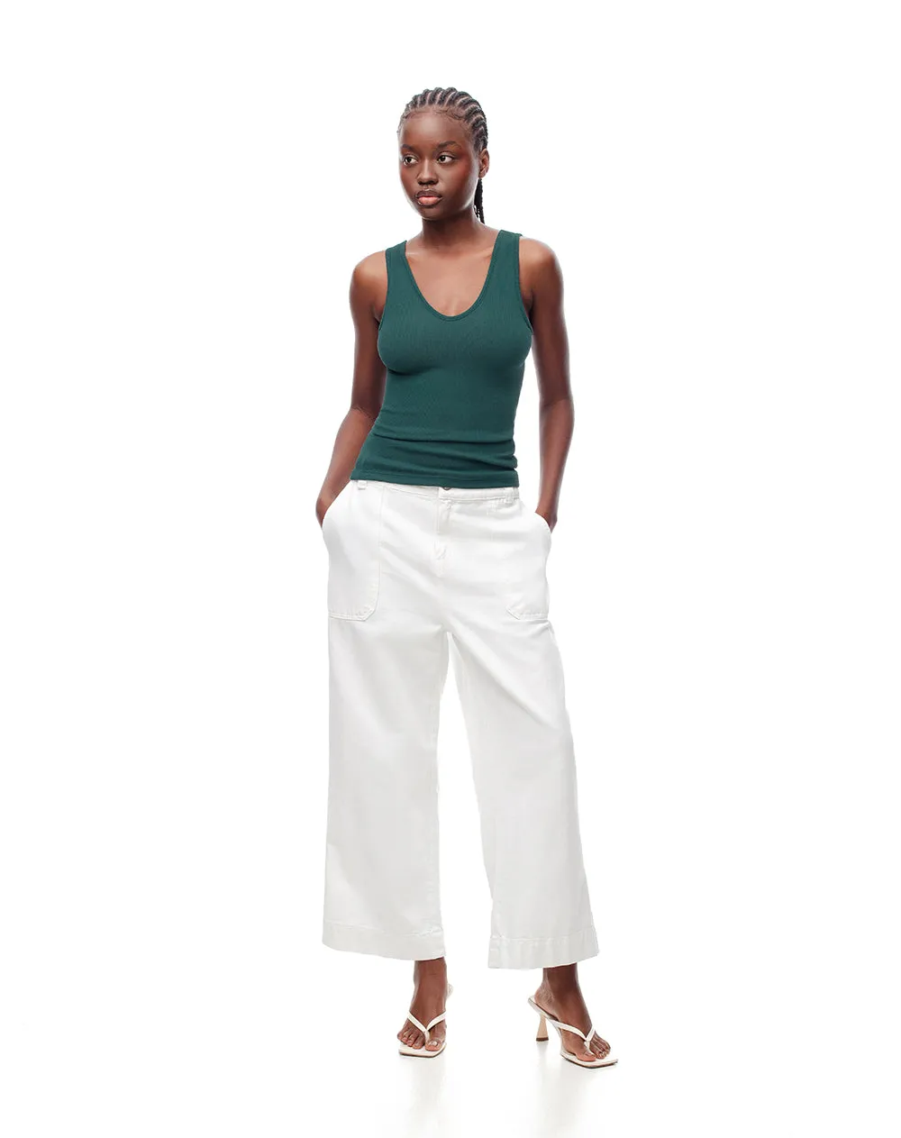 Camiseta manga sisa slim rib algodón verde mujer sold by Gef product image thumbnail 4