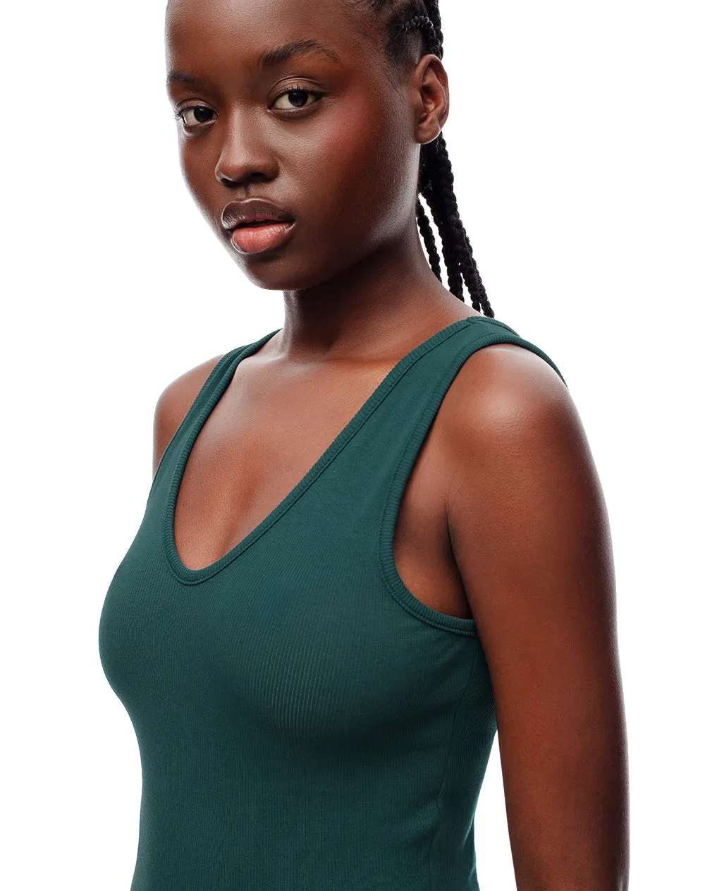 Camiseta manga sisa slim rib algodón verde mujer sold by Gef product image thumbnail 3