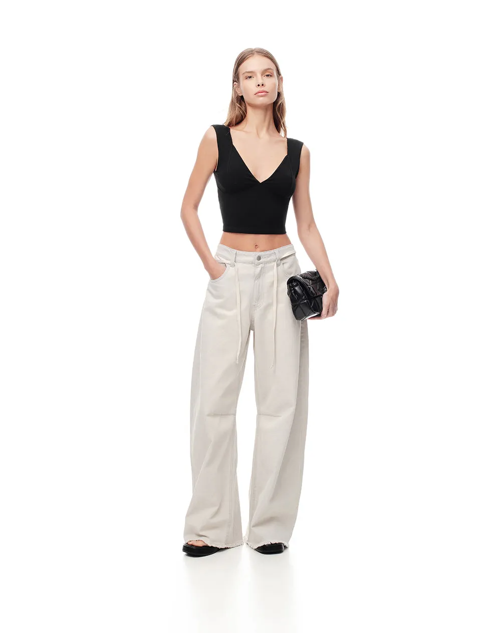 Crop top slim algodón negro mujer sold by Gef product image thumbnail 3