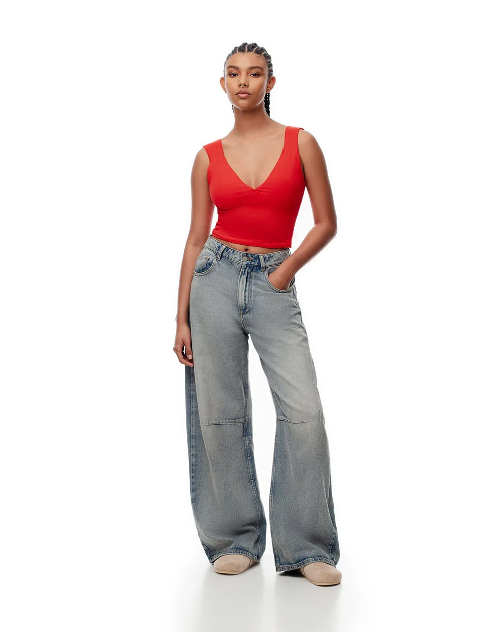 Crop top slim algodón roja mujer sold by Gef product image thumbnail 4