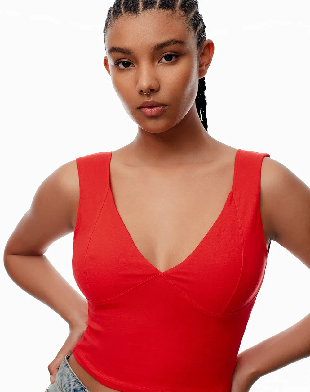 Crop top slim algodón roja mujer sold by Gef product image thumbnail 3