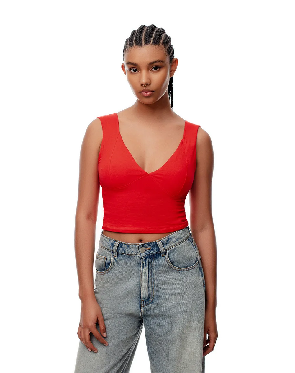 Crop top slim algodón roja mujer sold by Gef