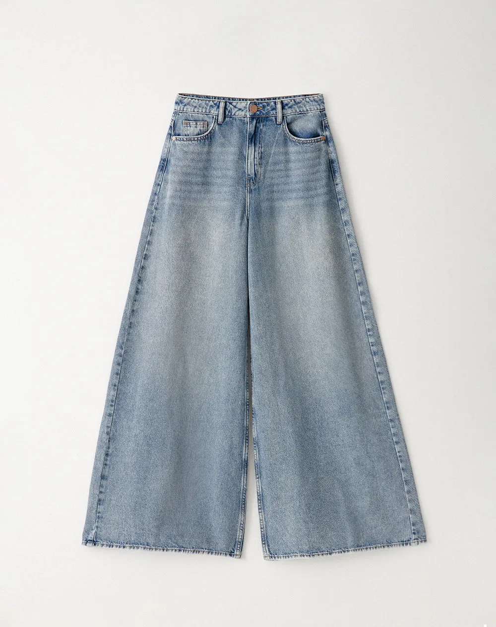 Jean extra wide leg tiro alto índigo medio mujer sold by Gef