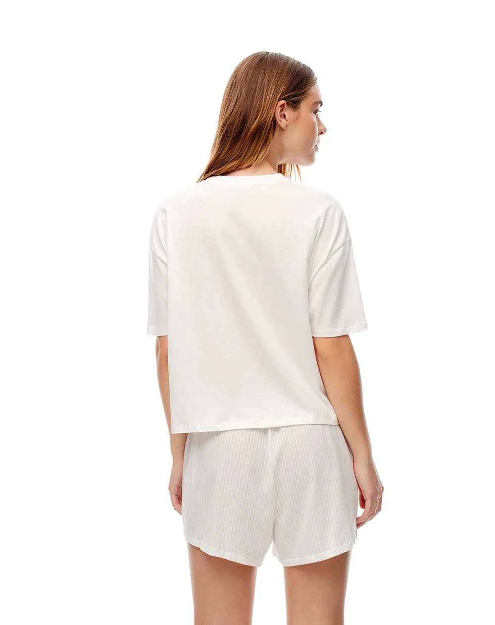 Camiseta + short de pijama mujer algodón blanco sold by Gef product image thumbnail 2