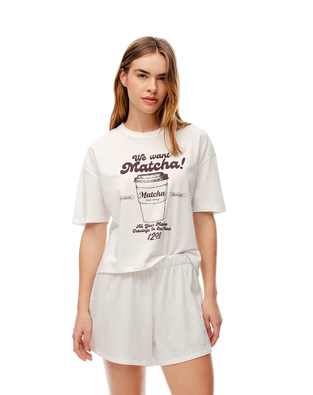 Camiseta + short de pijama mujer algodón blanco sold by Gef product image thumbnail 3