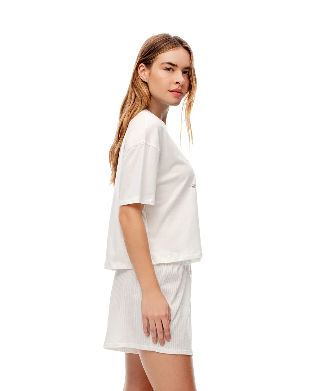 Camiseta + short de pijama mujer algodón blanco sold by Gef product image thumbnail 4