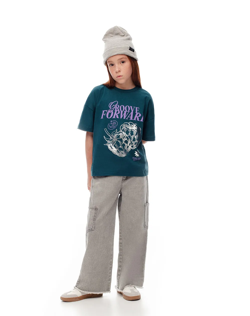 Camiseta oversize algodón verde estampada niña sold by Gef product image thumbnail 3