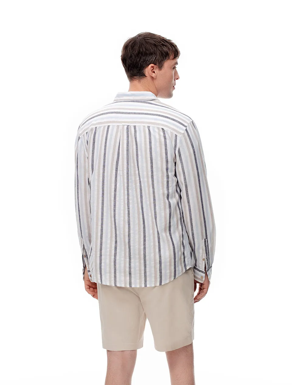 Camisa manga larga regular lino rayas hombre sold by Gef product image thumbnail 4