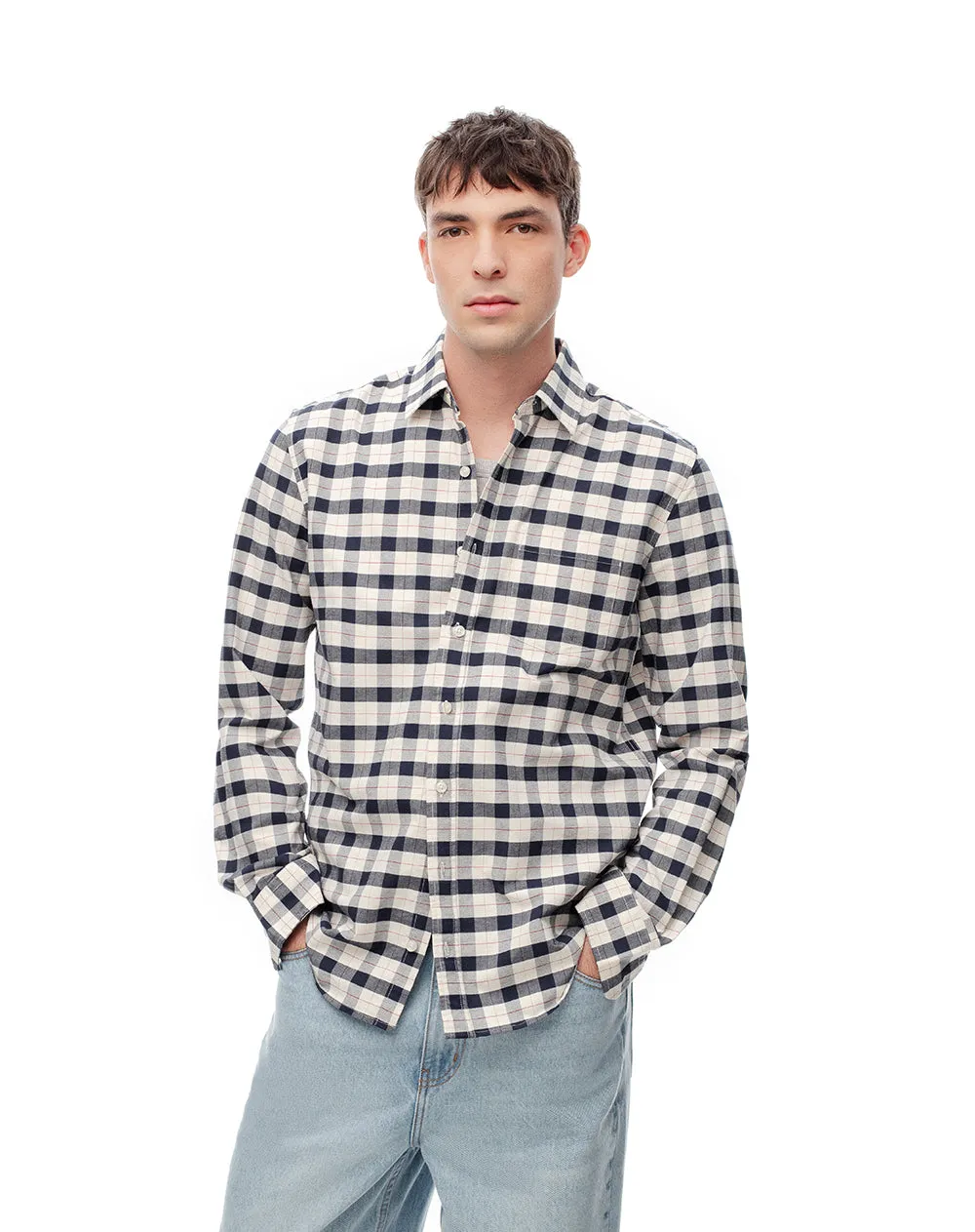 Camisa manga larga slim algodón azul hombre sold by Gef