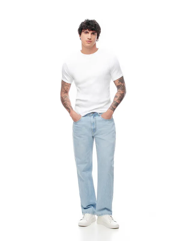 Jean regular fit tiro medio indigo claro sold by Gef