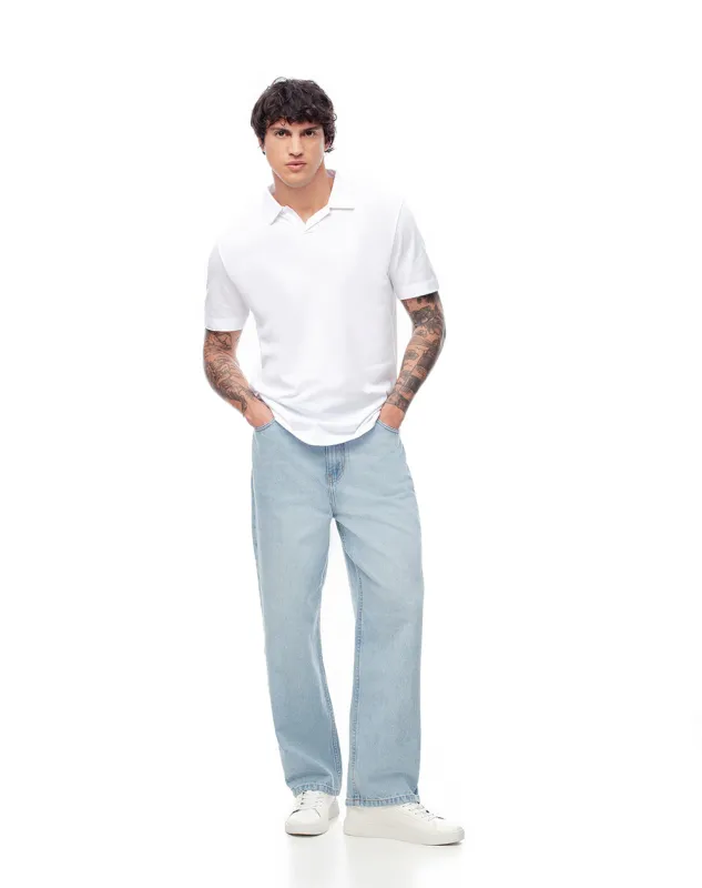 Jean oversized fit tiro medio indigo claro sold by Gef