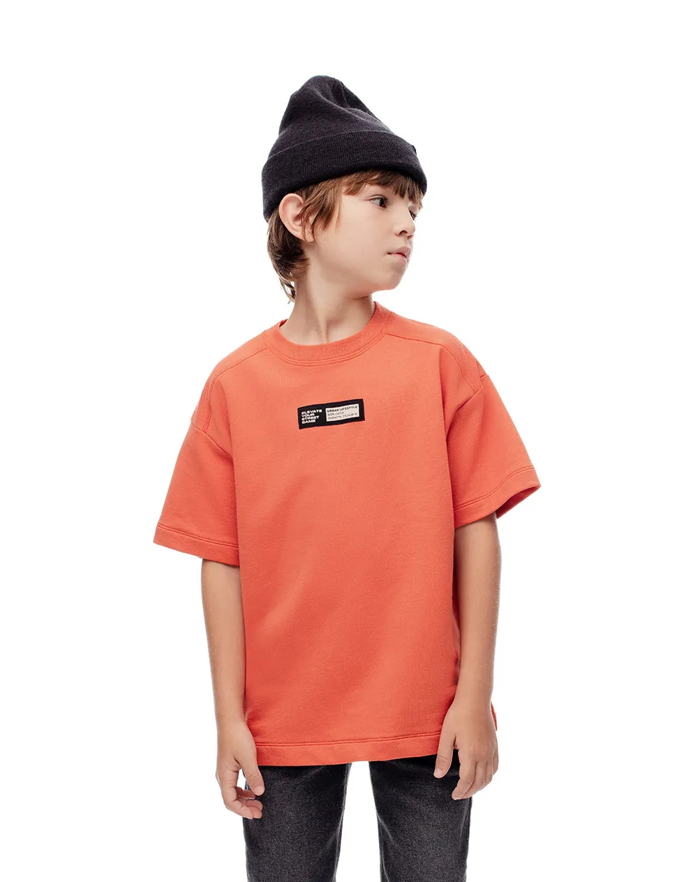 Camiseta oversize algodón naranja niño sold by Gef product image thumbnail 4