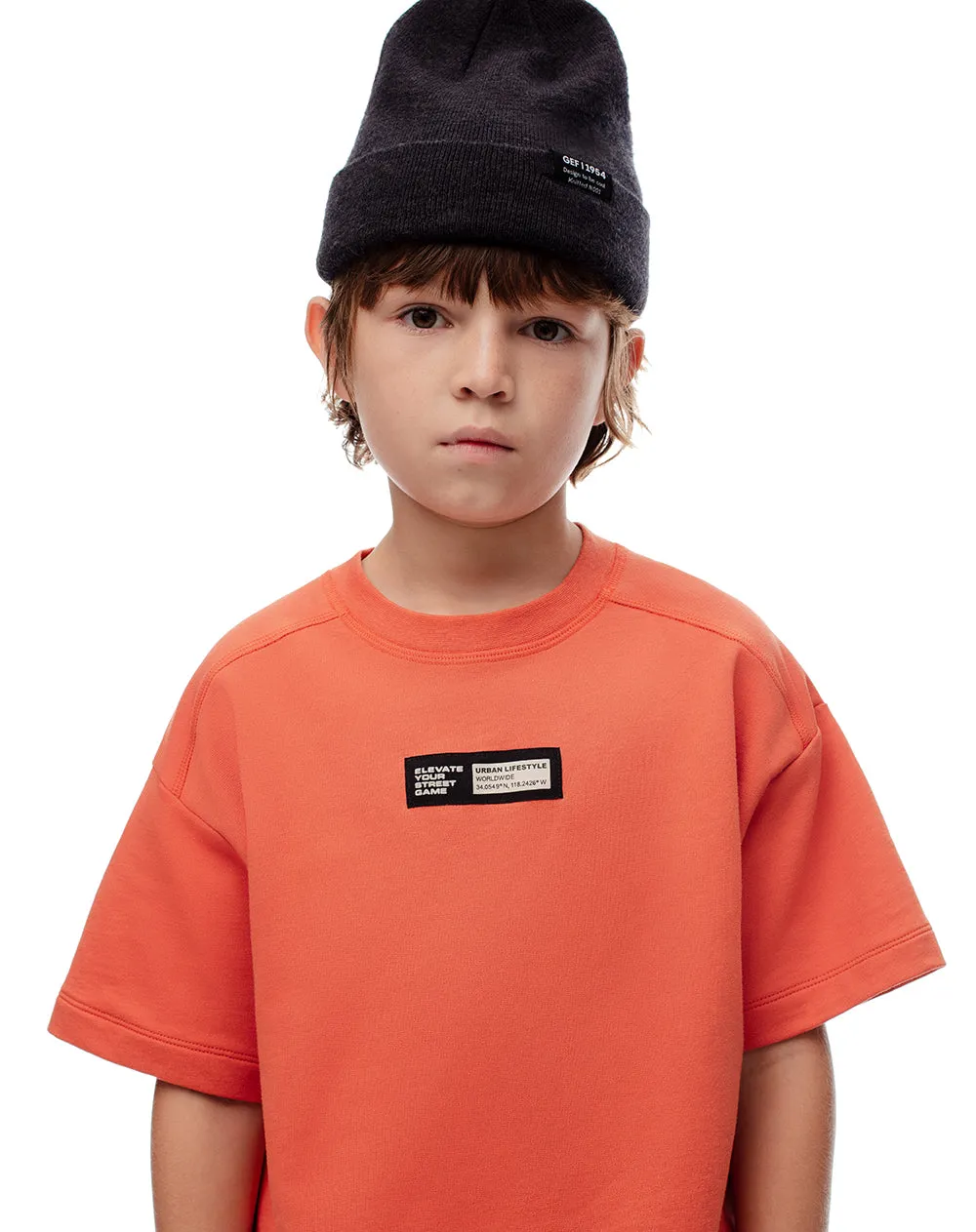 Camiseta oversize algodón naranja niño sold by Gef