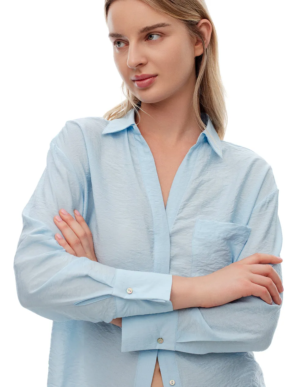 Camisa manga larga regular azul mujer sold by Gef product image thumbnail 4