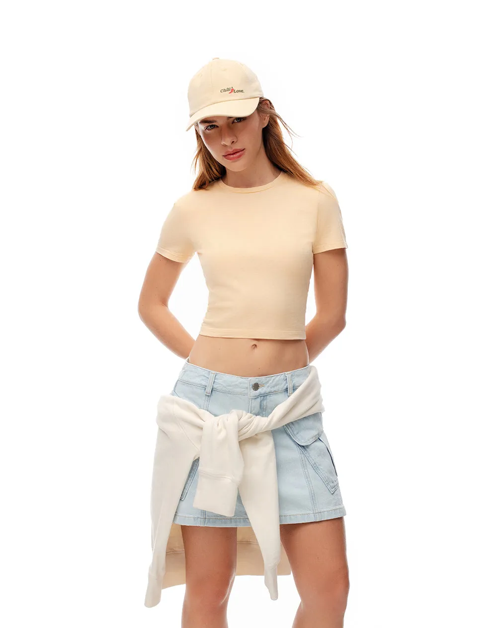 Camiseta crop slim algodón amarilla mujer sold by Gef