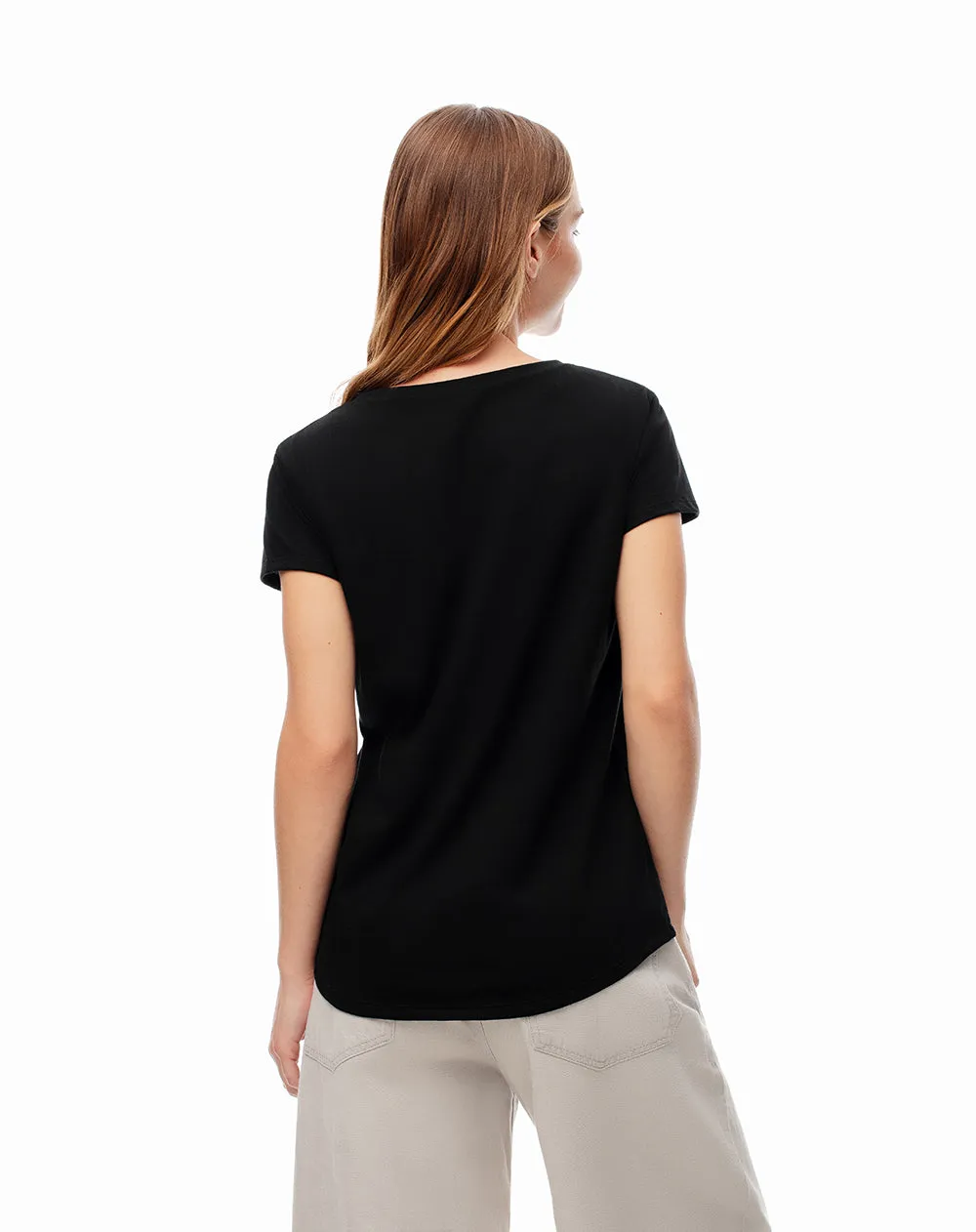 Camiseta regular algodón negra estampada mujer sold by Gef product image thumbnail 2