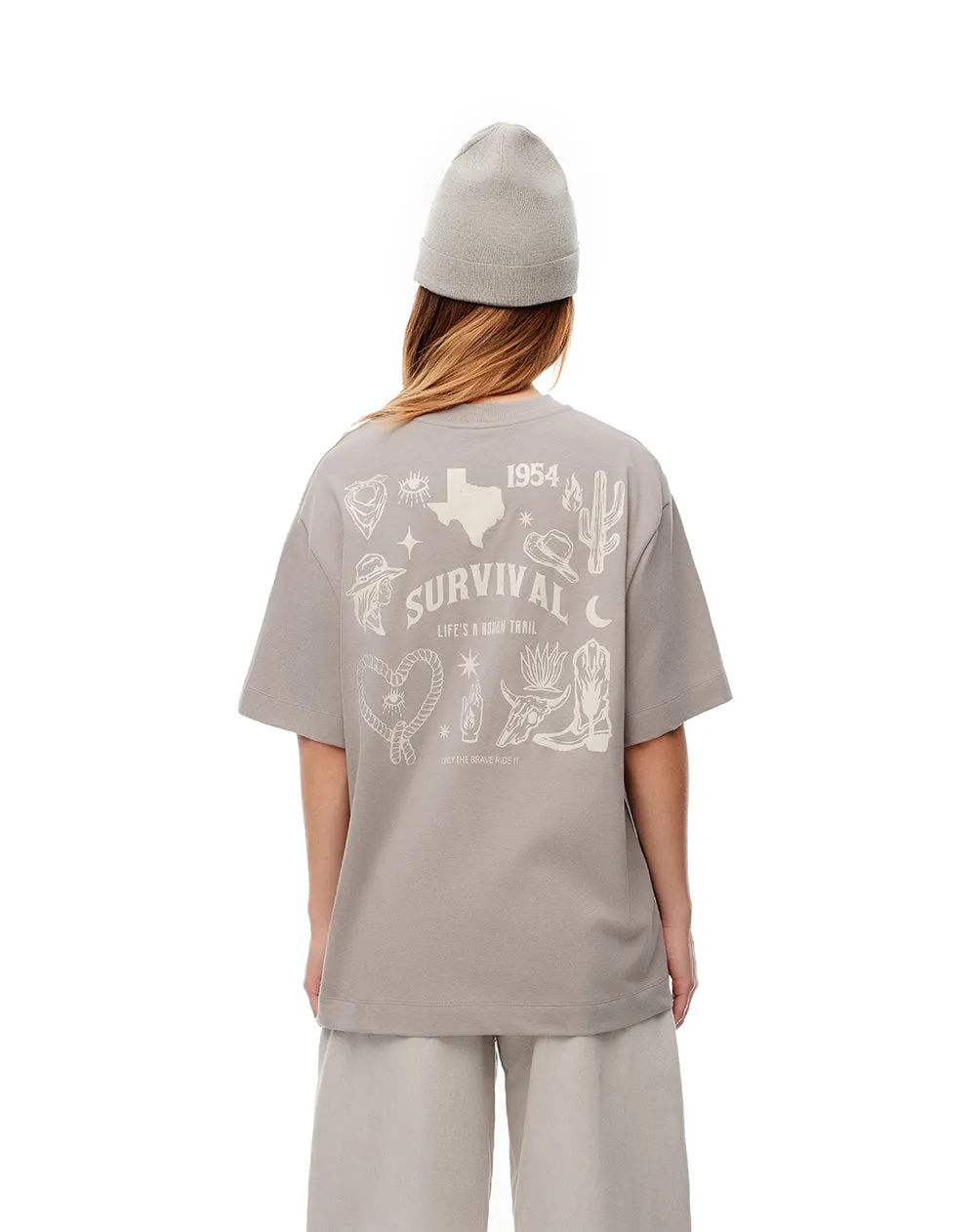 Camiseta oversize algodón taupe estampada mujer sold by Gef product image thumbnail 2