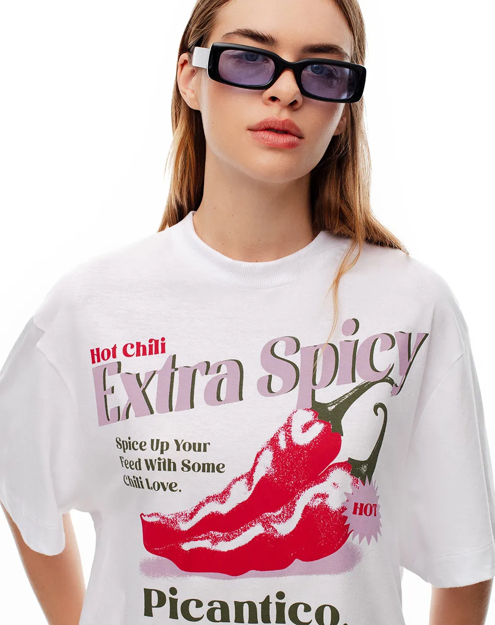 Camiseta oversize algodón blanca estampada mujer sold by Gef product image thumbnail 4